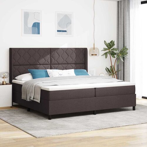  LED Box Spring Krevet Tamno smeđa 200 x 200 cm tkanina Cijene