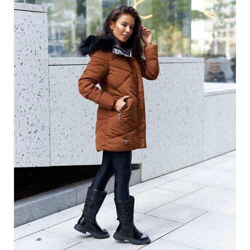 Gemre Brown jacket with detachable fur Riverton Cijene