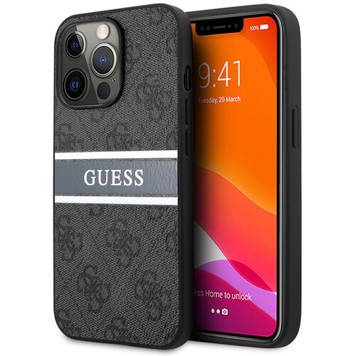 Guess 4G PRINTET STRIPE MASKICA ZA IPHONE 13 GREY Slike