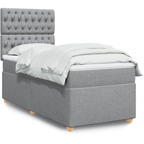 vidaXL Box spring postelja z vzmetnico svetlo siva 90x200 cm blago Cene
