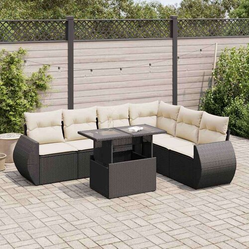  7-dijelni set vrtnih sofa od poliratana s jastucima crni Cijene