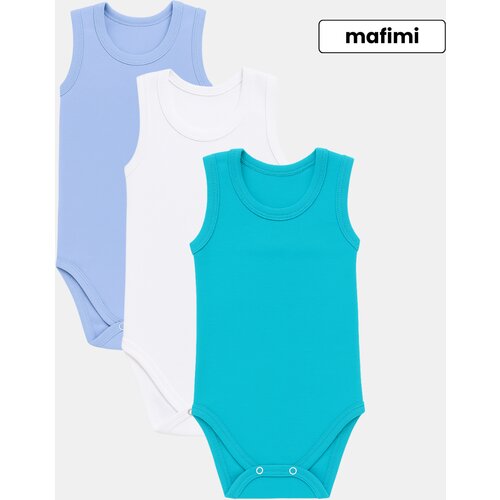 Mafimi Pamučni Bodići Atlet za bebe i decu set od 3 - plava/ bela/ tirkiz Slike