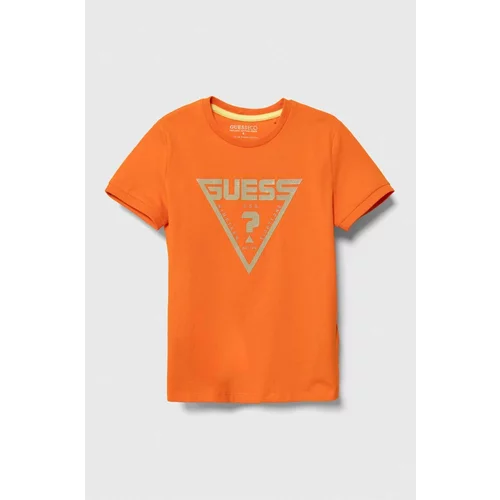 Guess Otroška kratka majica oranžna barva
