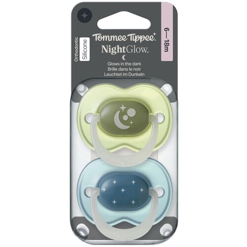 Tommee Tippee tolažilna duda - silikon , nočna, 0-6m, M, 2/1 Cene