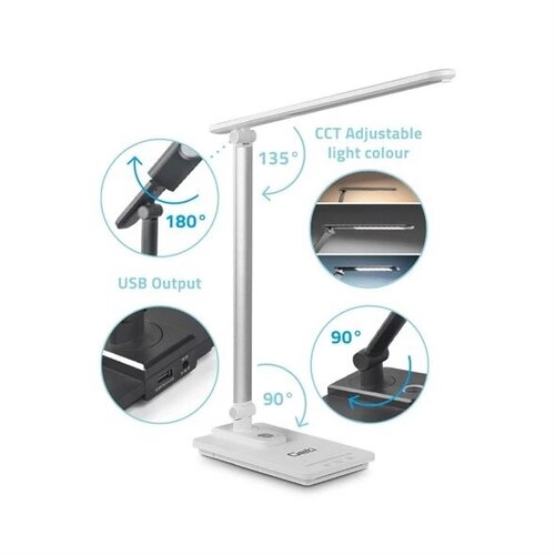  LED prigu&amp;scaron;iva stona lampa sa USB priključkom, LED/9W/230V, 3000K/4000K/5500K, bela Slike