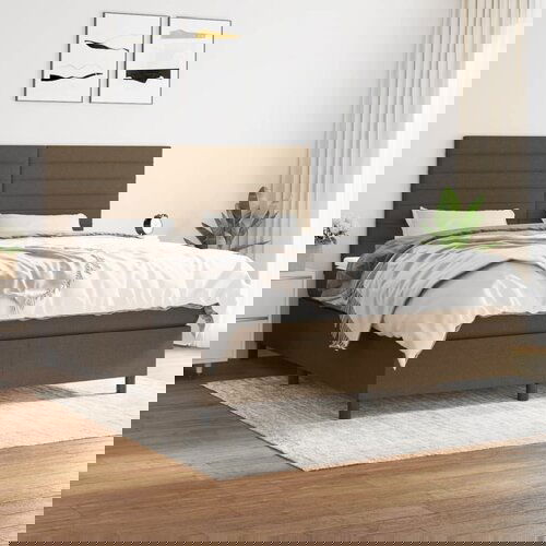  The Living Store Box spring postelja z vzmetnico temno rjava 160x200 cm blago - Box Spring Postelja, (21518889) Cene