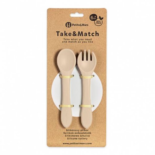 Petite&Mars Silikonska žlica i vilica 6 m+ Take&Match, Desert Sand Cijene