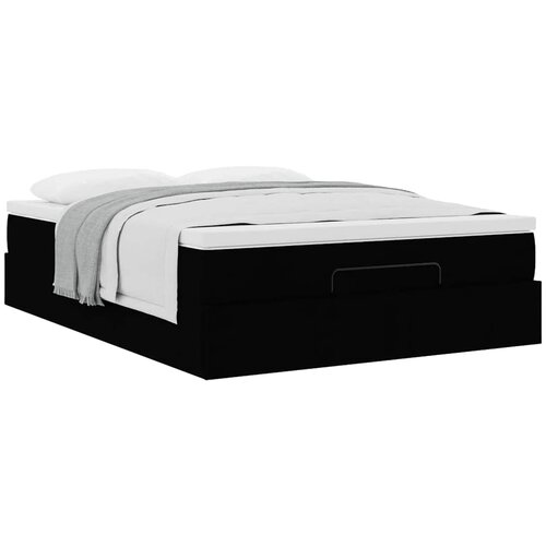  Otomanski krevet s madracem crni 140x200 cm tkanine Slike