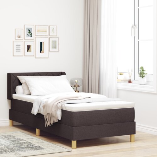  Postelja z vzmetnico Temno rjava 200 x 90 cm Poliester, (5000123527) Cene