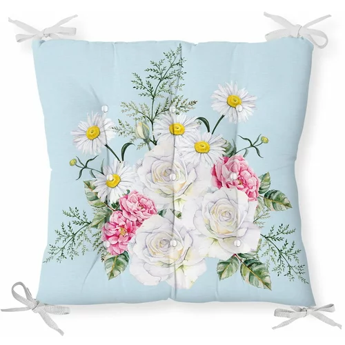 Minimalist Cushion Covers Sedežna blazina iz mešanice bombaža Spring Flowers, 40 x 40 cm
