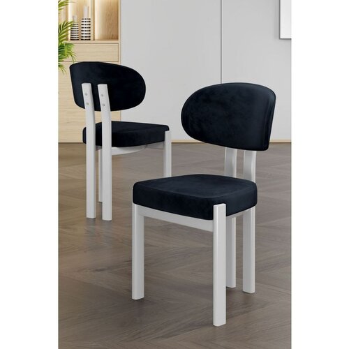 Hanah home set trpezarijskih stolica Dore 4 kom, antracit tkanina Babyface, bele metalne noge Cene