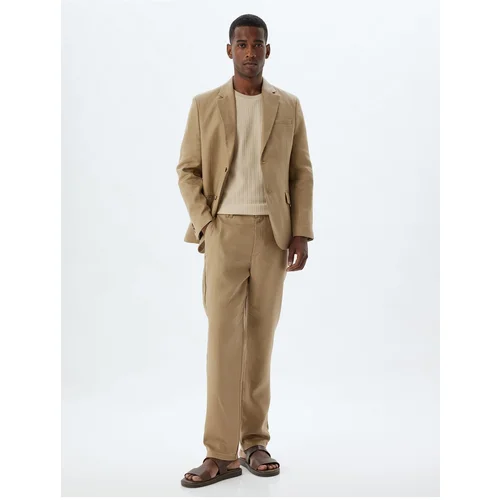 Koton Linen Trousers Slim Fit Chino Buttoned Pocket Detailed