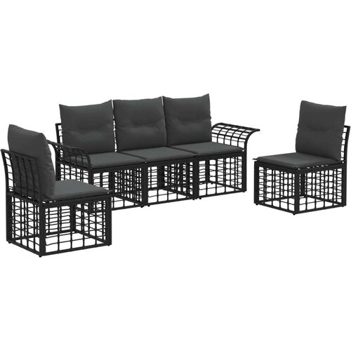  Set vanjskih sofa s jastukom 5 pcs Crna i tamno siva Poliester Cijene