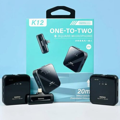 Remax Bezicni mikrofon Lavalier K12 2u1 za mobilni telefon iPhone Lightning crni Cene