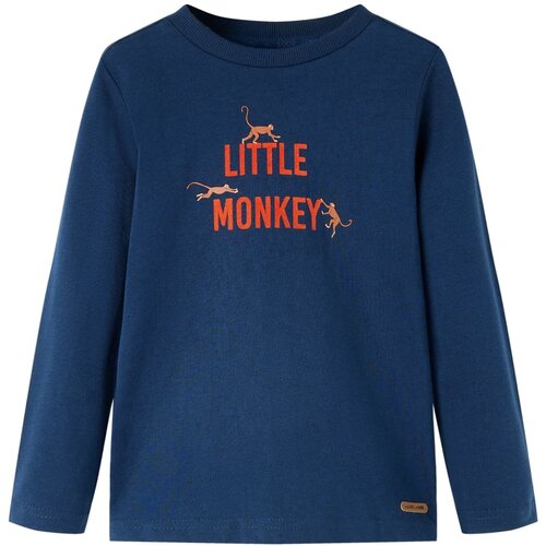 vidaXL Otroška majica z dolgimi rokavi potisk ˝little monkey˝ mor. modra 92 Cene