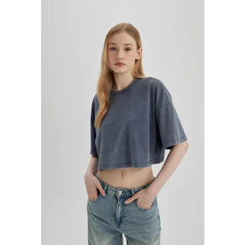 Defacto Cool Crop Short Sleeve Washed Faded Effect T-Shirt