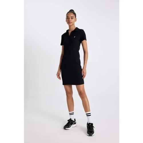 Defacto Fit Slim Fit Shirt Collar Short Sleeve Rib Dress