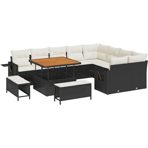 Sjedeća garnitura za vrt 13 kom. 11-Broj sjedala Crna i Krema 289 x 234 x 85 cm Slike