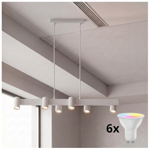 Brilagi LED RGBW luster na sajli SELE, prigu&amp;scaron;iva, 6xGU10/6,5W/230V, bela Slike