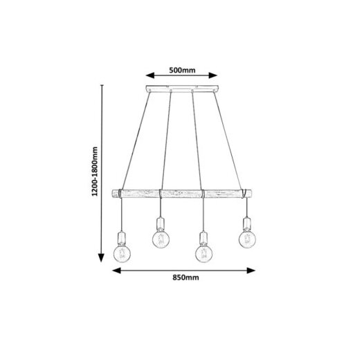 Rabalux pablo, metal-drvena visilica , E27 4xMAX 40W, mat crna Slike