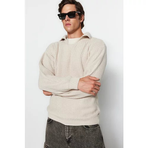 Trendyol Stone Unisex Regular Fit Polo Neck Anti Pilling Knitwear Sweater