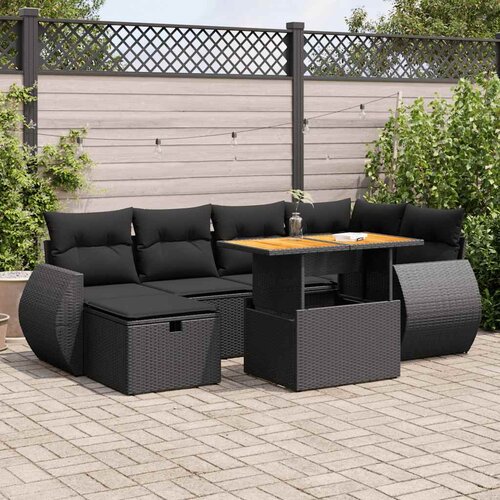 VidaXL 8-dijelni set vrtnih sofa od poliratana s jastucima crni bagrem Slike
