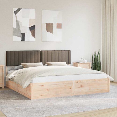  Krevetni okvir s tapiciranim uzglavljem Sivo-smeđa 200 x 200 cm Cijene