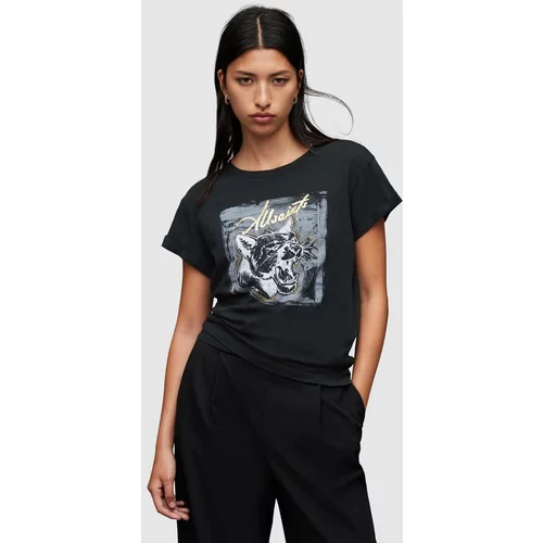 AllSaints Bombažna kratka majica Panthere ženska, črna barva