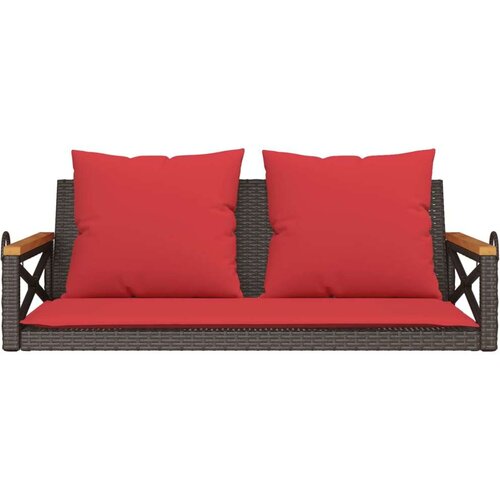  Klupa za ljuljanje s jastucima smeđa 109x62x40 cm od poliratana - Smeđa 109 x 62 x 40 cm 1 Nasloni za ruke križnog dizajna Slike