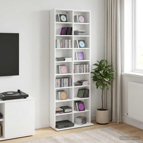 Cd ormar Bijela 65 x 23,5 x 175 cm Konstruirano drvo Slike