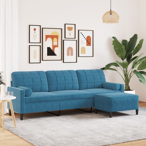 vidaXL Trosed s stolčkom za noge moder 210 cm žamet Cene