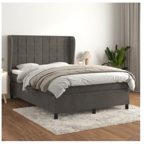  Box spring postelja z vzmetnico temno siva 140x200 cm žamet Cene