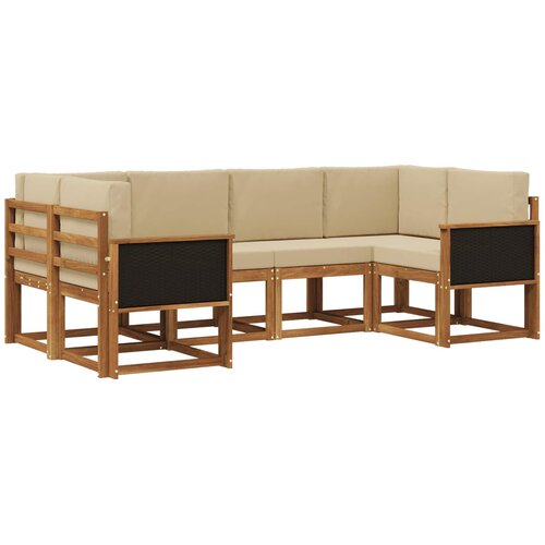 vidaXL Zunanja garnitura za sedenje z blazino 6 pcs Naravna in bež, (5000281927) Cene