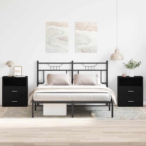  Noćni ormarić s ladicama 2 pcs Crni hrast 50 x 32 x 60 cm Cene