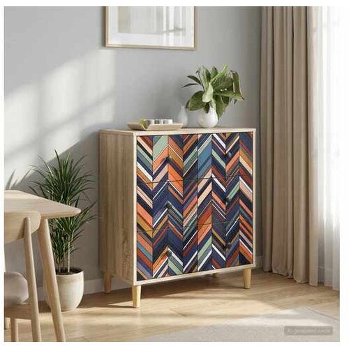 VidaXL Komoda OMMEN Geometrijski uzorak 66 x 36 5 x 75 cm Sonoma - Geometrijski uzorak Slike