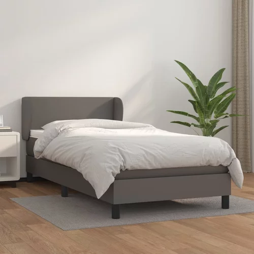 vidaXL Krevet s oprugama i madracem sivi 90 x 200 cm od umjetne kože