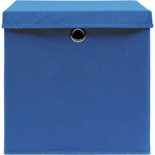 vidaXL &scaron;katle za shranjevanje s pokrovi x 10 modre 32x32x32 cm blago Cene