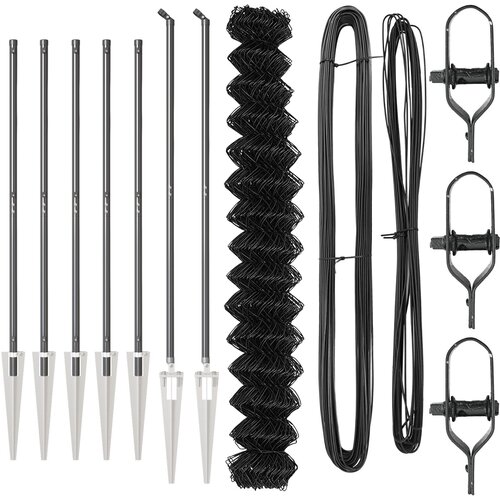 VidaXL Ograda od lanca s 7 spike postova 1.5x10 m pocinčanog čelika Slike