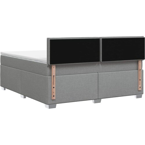  Krevet s box springom, madracem i LED-om Svjetlosiva Tkanina Slike