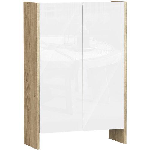 HOMCOM omara z dvema vratoma za kopalnico, predsobo ali spalnico iz hrastovega in belega lesa, 60 x 25 x 90 cm, (20745472) Slike