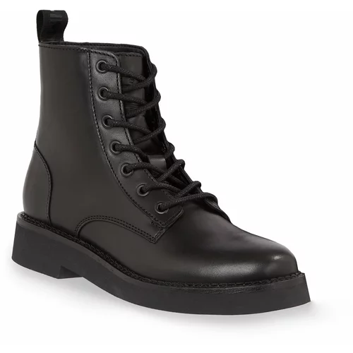 Tommy Jeans Škornji Tjw Lace Up Flat Boot EN0EN02310 Black BDS