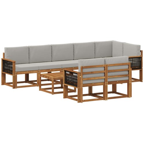 vidaXL Zunanja garnitura za sedenje 9 pcs Naravna in svetlo siva, (5000280932) Cene
