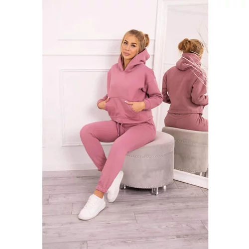 Kesi Insulated set with a sweatshirt tied at the bottom dark pink