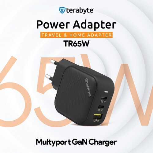  Punjač univerzalni terabyte TR65W, gan, pps, pd 3.0, qc 3.0, 65W sa pd type c kablom crni ce Cene