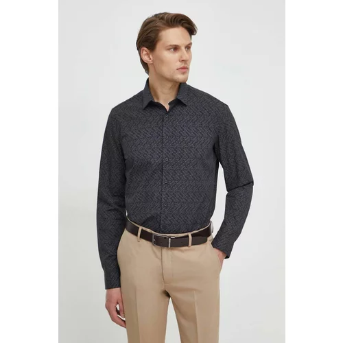 Calvin Klein Košulja za muškarce, boja: crna, slim, s klasičnim ovratnikom