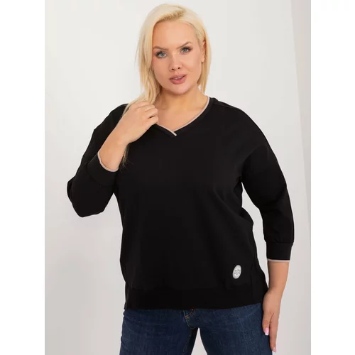 Fashion Hunters Plus size black smooth blouse with cuffs
