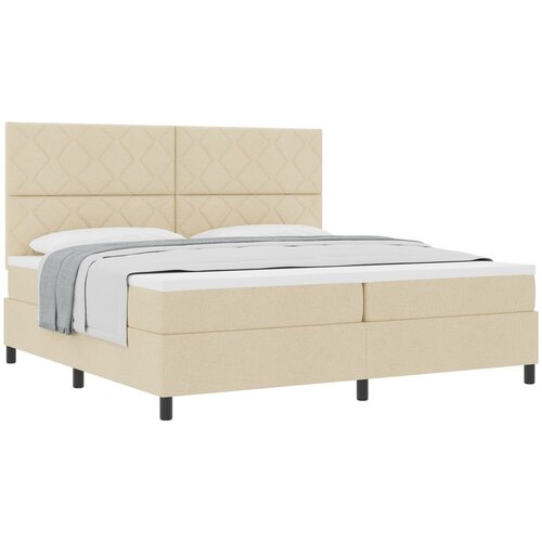 vidaXL postelja s box springom z blazino kremne barve 200x200 cm tkanina, (22080818) Cene