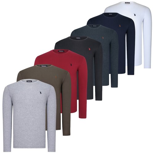 Dewberry SEVEN-SET T8588 ROUND COLLAR LONG SLEEVE T-SHIRT-BLACK-WHITE-LACQUER-ANTHRACITE-BURGUNDY-KHAKI-GREY Slike