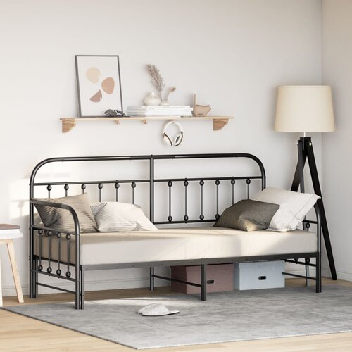 VidaXL Crni krevet s podiznim krevetom 75x190 cm od čelika Slike