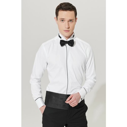 ALTINYILDIZ CLASSICS Men's White Slim Fit Slim-Fit 100% Cotton Shirt with Collar Collar. Slike